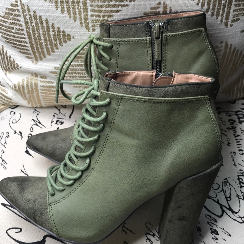 Army green ankle boots